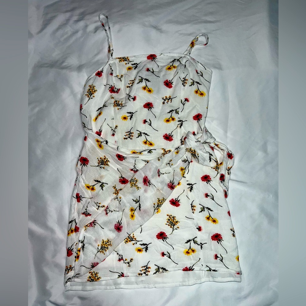 Forever 21 White Floral Wrap Dress